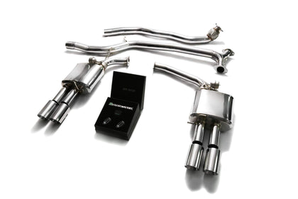 Audi A5 B8 3.0 TFSI CoupéCabriolet (2011-2015) Front Y Pipe + Mid Pipe With Resonator + Valvetronic Mufflers + Wireless Remote Control Kits + Quad Chrome Silver Tips