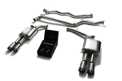 Audi A4 B8 3.0 TFSI SedanAvant (2009-2015) Front Y Pipe + Mid Pipe With Resonator + Valvetronic Mufflers + Wireless Remote Control Kits + Quad Blue Coated Tips