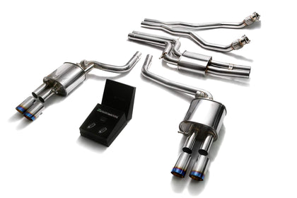 Audi A5 B8 3.0 TFSI Sportback (2011-2015) Front Y Pipe + Mid Pipe With Resonator + Valvetronic Mufflers + Wireless Remote Control Kits + Quad Blue Coated Tips