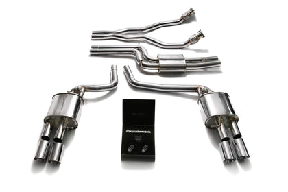 Audi A5 B8 3.0 TFSI Sportback (2011-2015) Front Y Pipe + Mid Pipe With Resonator + Valvetronic Mufflers + Wireless Remote Control Kits + Quad Chrome Silver Tips (4X89 mm)