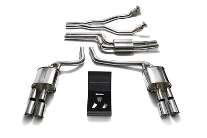 Audi S5 B8 3.0 TFSI Sportback (2009-2015) Front Y pipe + Mid pipe with resonator + Valvetronic mufflers + Wireless remote control kits + Quad Chrome Silver tips