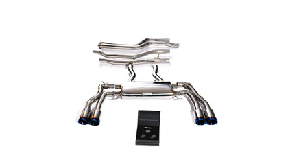 BMW X4M F98 X4M (2019- present) (Fit to OE Exhaust Actuator)(non-opf model only) Front Pipe  + Mid Pipes  + Muffler  + Valvetronic Muffler Adapters  + Wireless Remote Control Kits  + Quad Blue Coated Tips